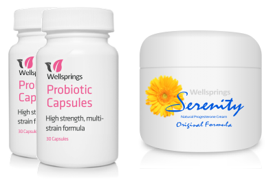 Wellsprings Probiotic Capsules and Serenity Cream Pack